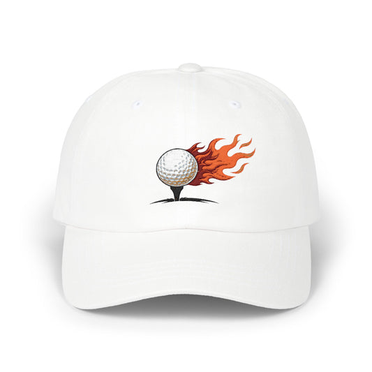 Flaming Golf Ball Cap — Vintage Fire Golfing Hat