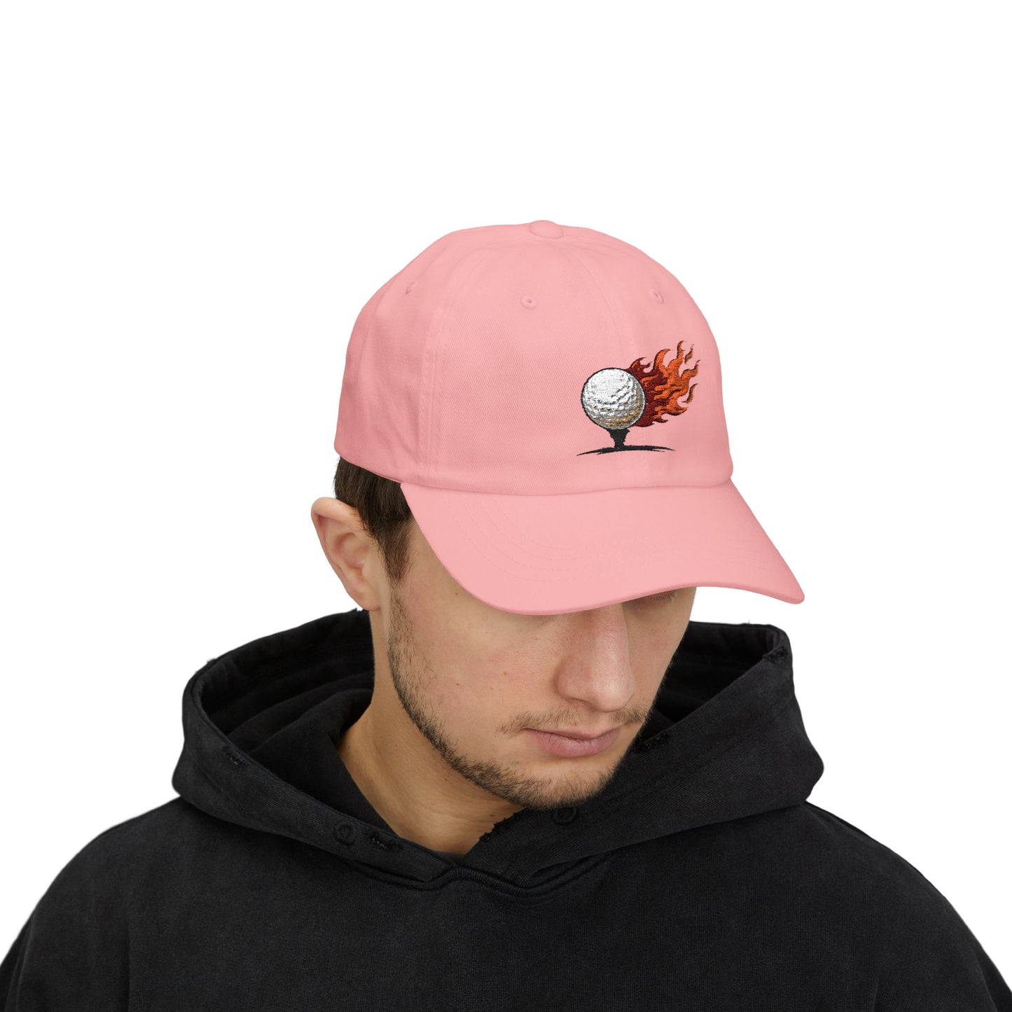 Flaming Golf Ball Dad Cap — Vintage Fire Golfing Hat