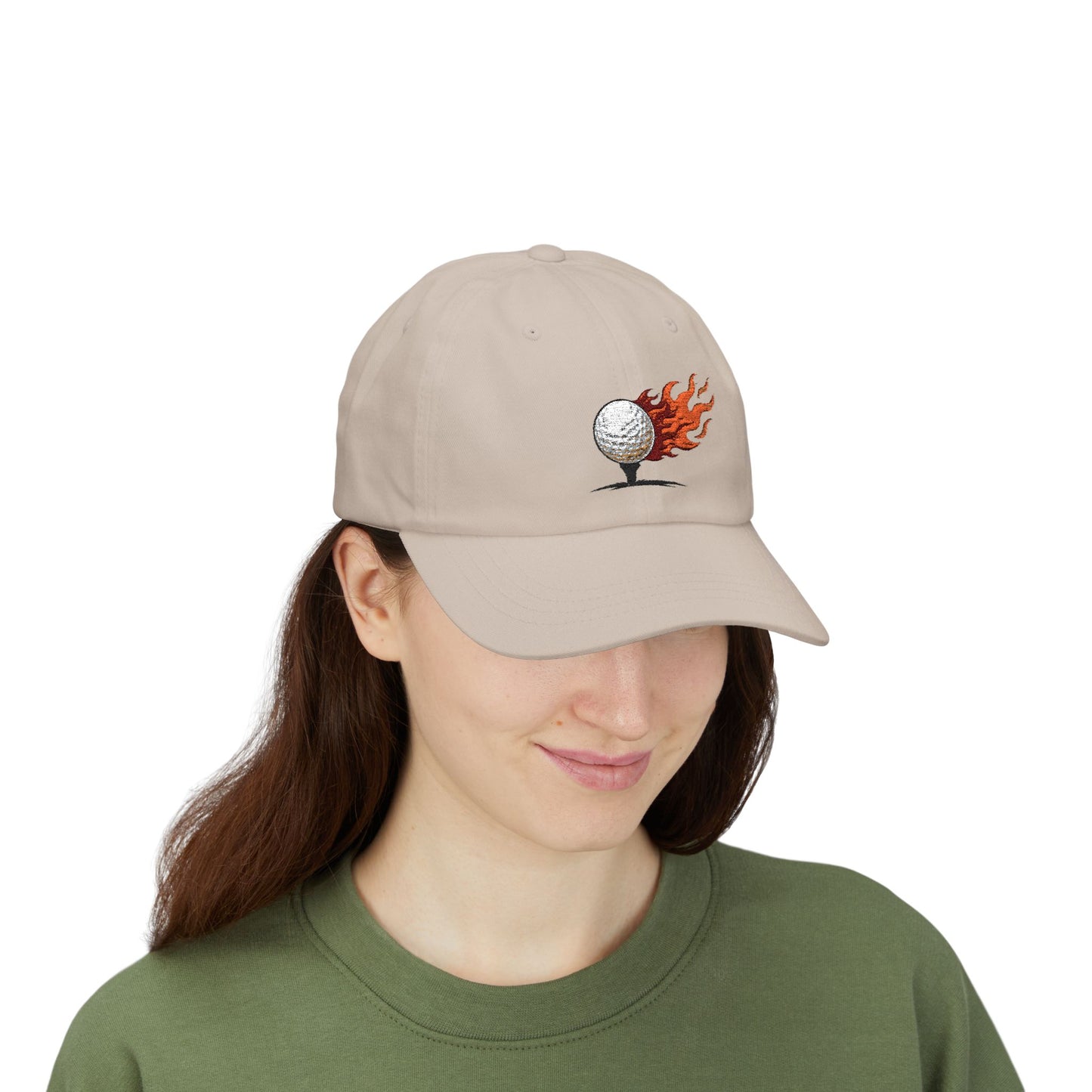 Flaming Golf Ball Dad Cap — Vintage Fire Golfing Hat