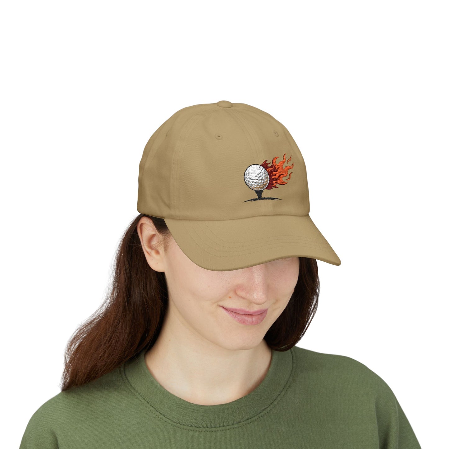 Flaming Golf Ball Dad Cap — Vintage Fire Golfing Hat