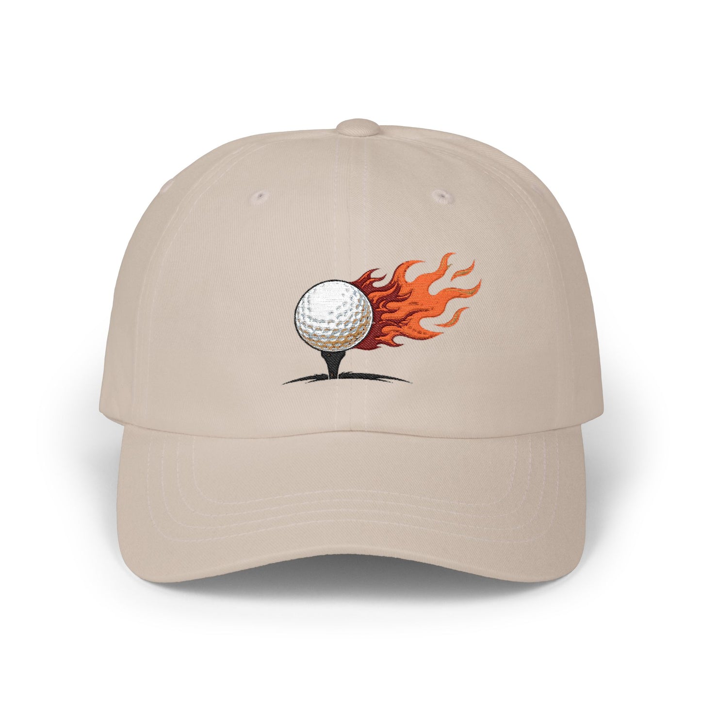 Flaming Golf Ball Dad Cap — Vintage Fire Golfing Hat