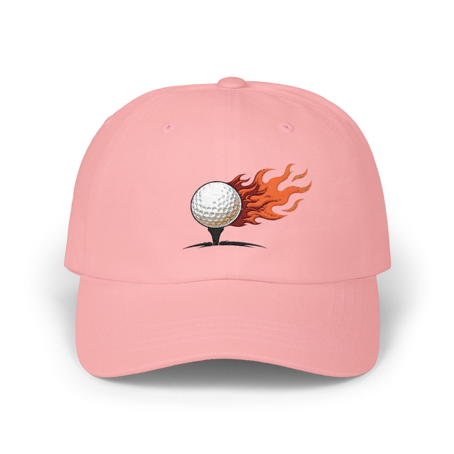 Flaming Golf Ball Dad Cap — Vintage Fire Golfing Hat