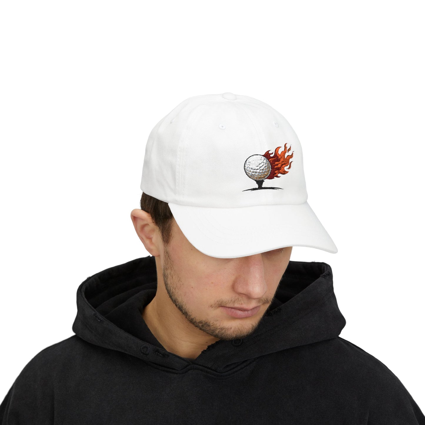 Flaming Golf Ball Dad Cap — Vintage Fire Golfing Hat