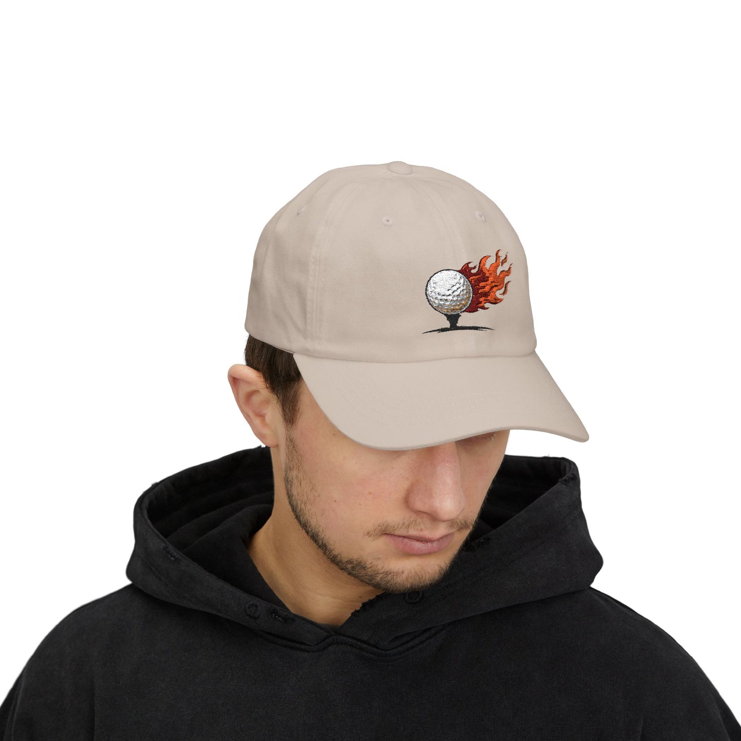 Flaming Golf Ball Dad Cap — Vintage Fire Golfing Hat