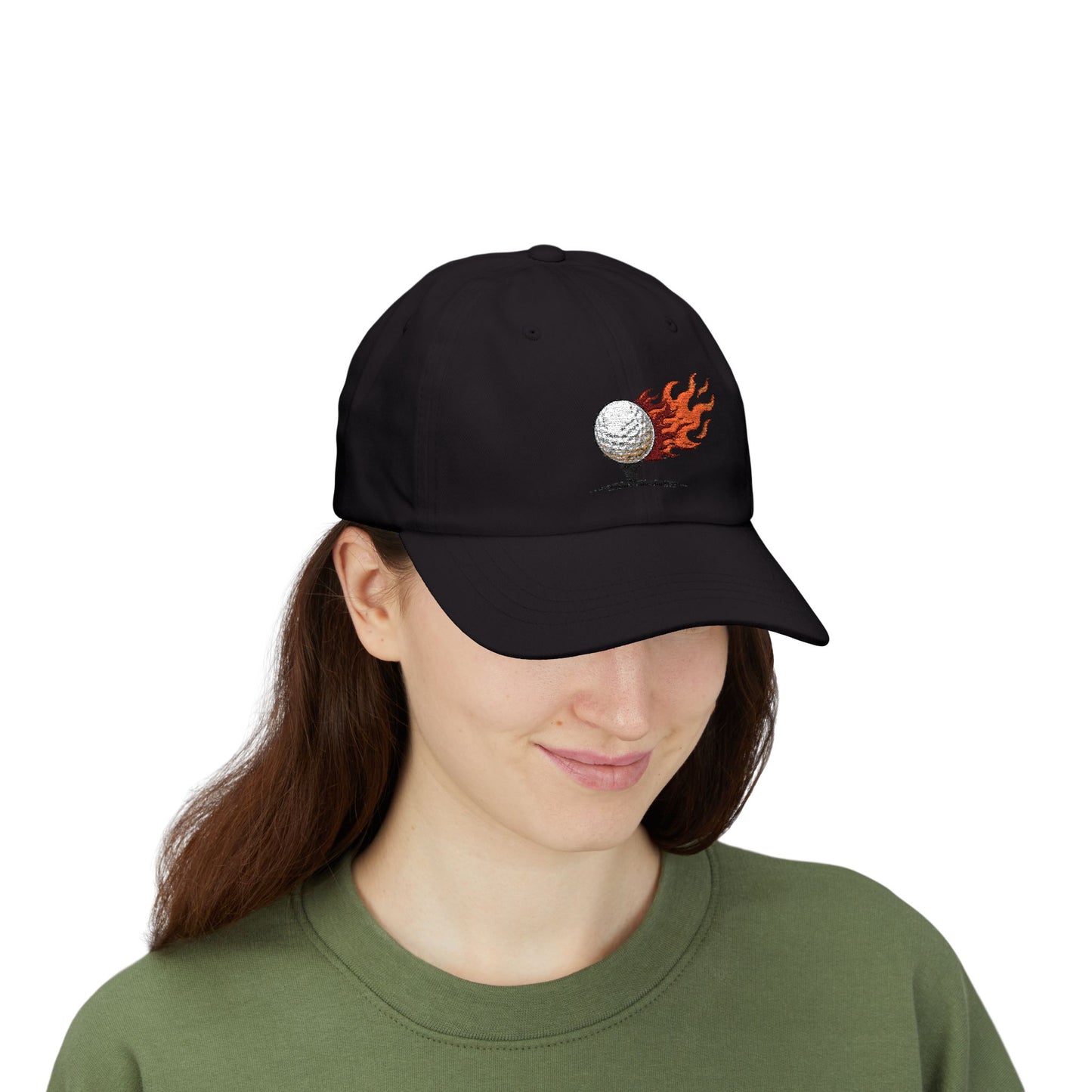 Flaming Golf Ball Dad Cap — Vintage Fire Golfing Hat