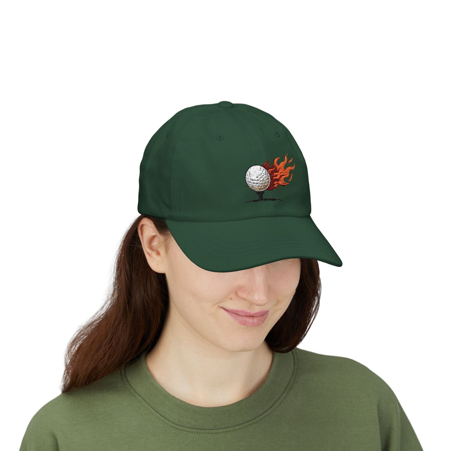 Flaming Golf Ball Dad Cap — Vintage Fire Golfing Hat