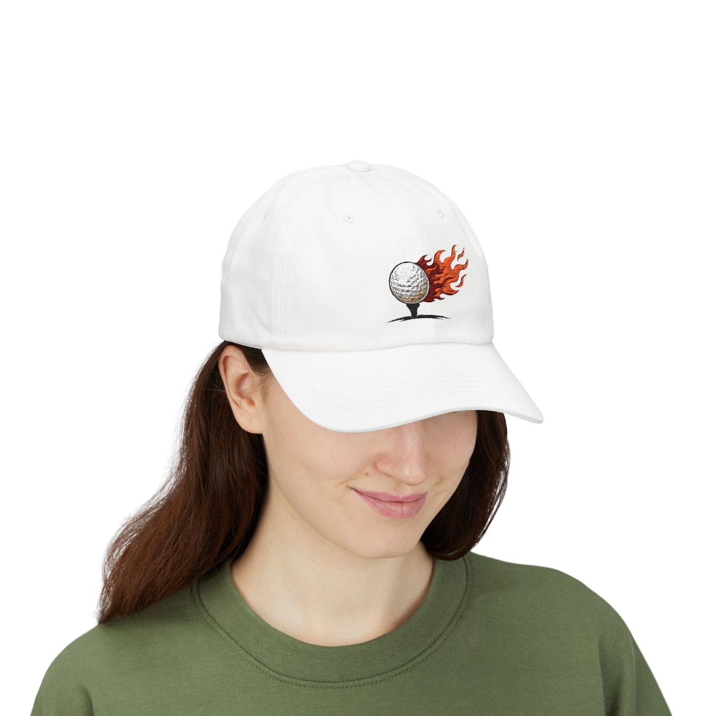 Flaming Golf Ball Dad Cap — Vintage Fire Golfing Hat