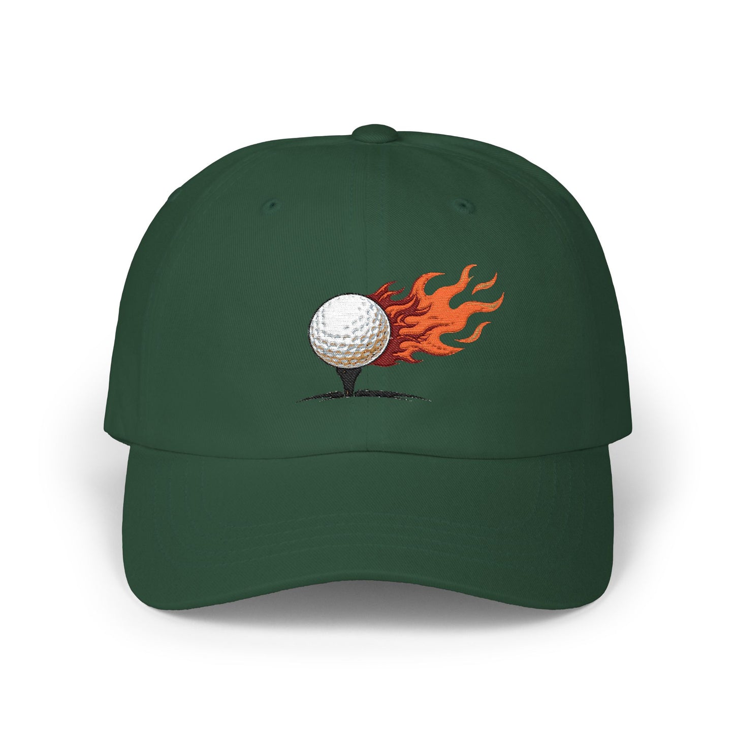 Flaming Golf Ball Dad Cap — Vintage Fire Golfing Hat