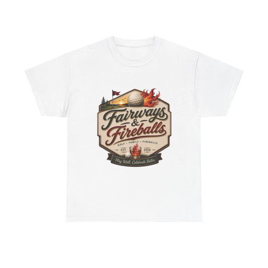 Fairways & Fireballs Unisex Golf Shirt, Vintage Crest Golf Tee, Funny Golf Gift, Golf Lover Shirt, Golf Trip Tee, Gift for Golfer, Golf Tee