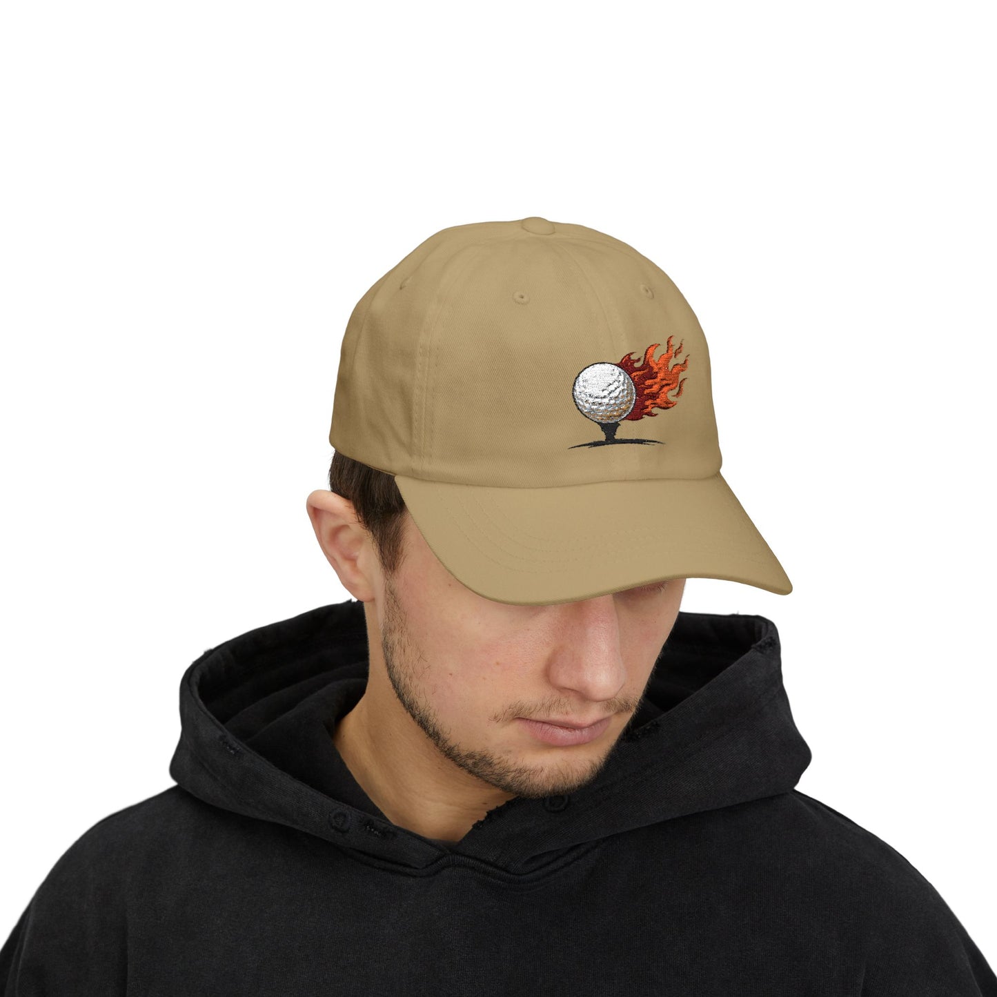 Flaming Golf Ball Dad Cap — Vintage Fire Golfing Hat