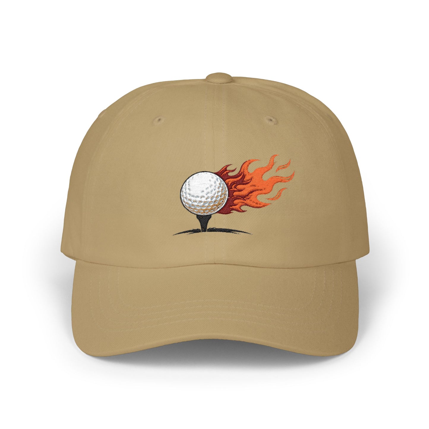 Flaming Golf Ball Dad Cap — Vintage Fire Golfing Hat