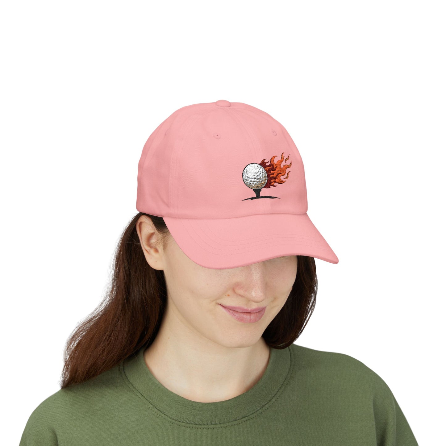 Flaming Golf Ball Dad Cap — Vintage Fire Golfing Hat