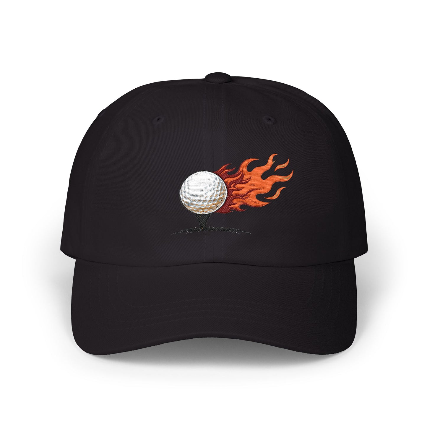 Flaming Golf Ball Dad Cap — Vintage Fire Golfing Hat