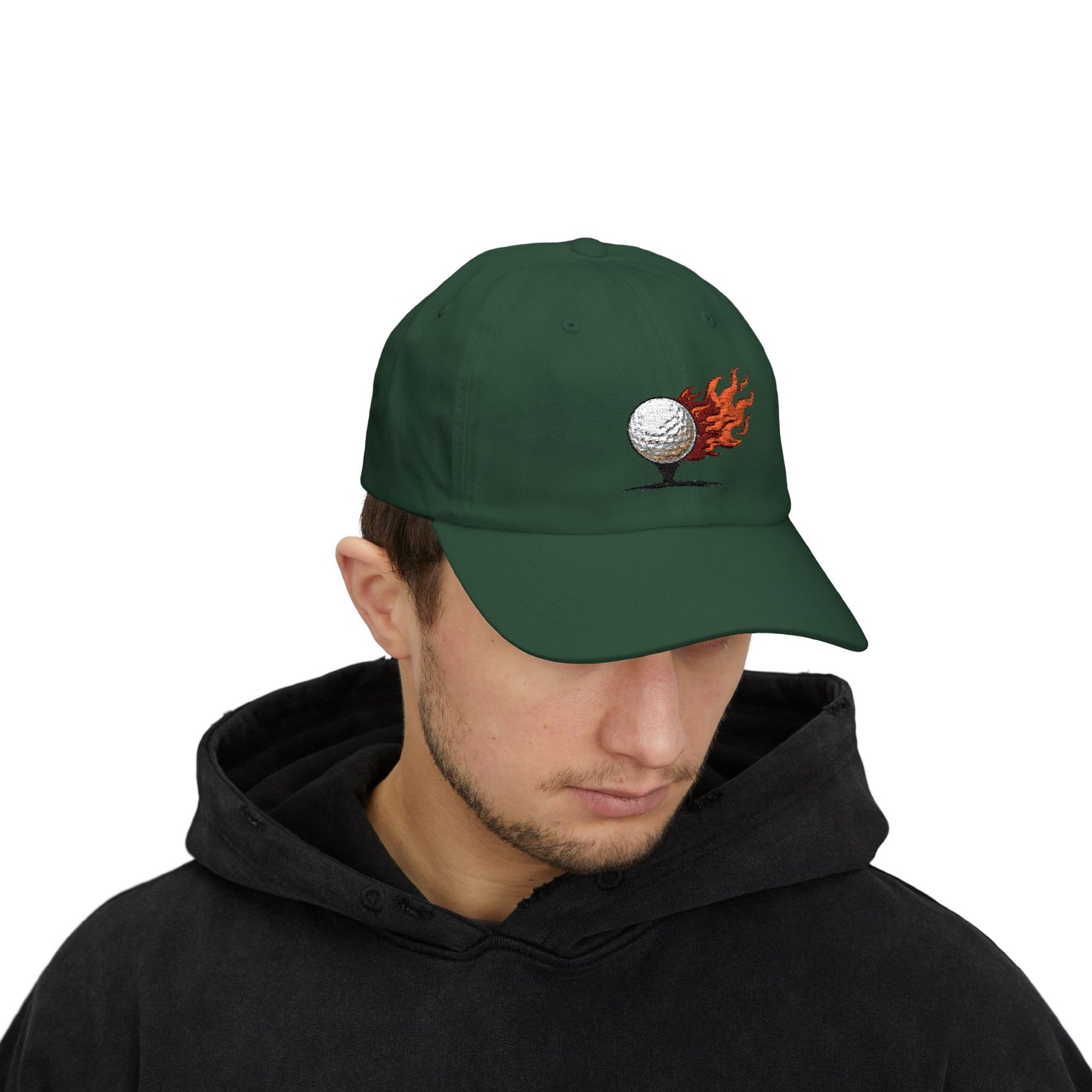 Flaming Golf Ball Dad Cap — Vintage Fire Golfing Hat